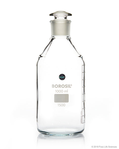 Media Bottles, Square, Storage Bottles, Wide Mouth Borosilicate Glass,  1000mL