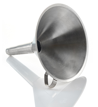 EZBio Stainless Steel Funnel, 316 L SS, 300 mm, With Steel Handle, 1/EA