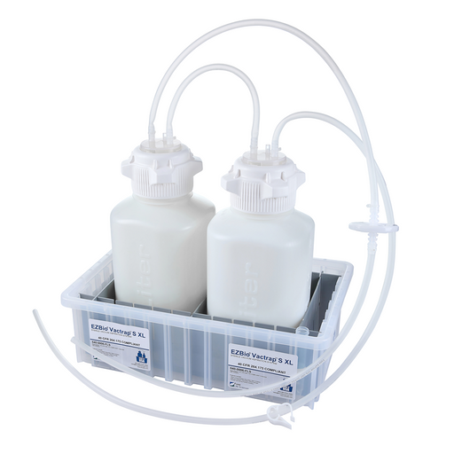 EZBio Vactrap S ™ XL High Density Poly Ethylene (HDPE) (Bleach-Compatible), 4L + 4L, Natural Bin, 1/4" ID Tubing, Sterile