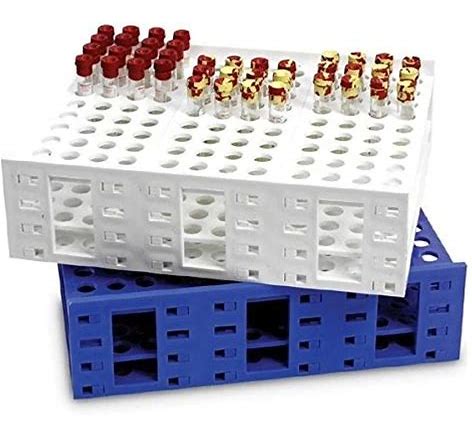 Abdos Double Tube Rack RPolypropylene (PP), 13-16mm, Blue with 240 Places, 1/EA